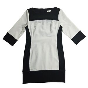 Shoshanna Dress Size 8 Womens Off White Black Zip Knit Short Stretch Made In USA